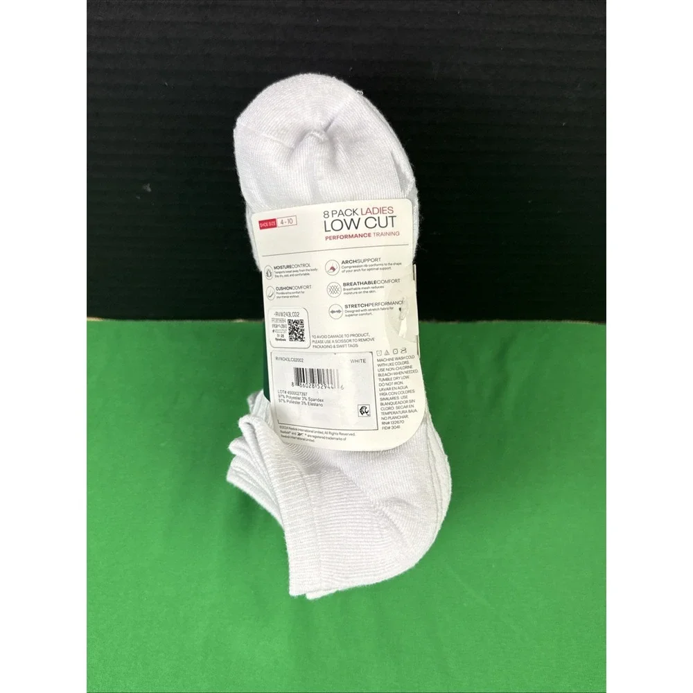 Reebok Womens 8 Pack Cushion Low Cut Socks Shoe Size 4-10 White Gray RVW243LC02